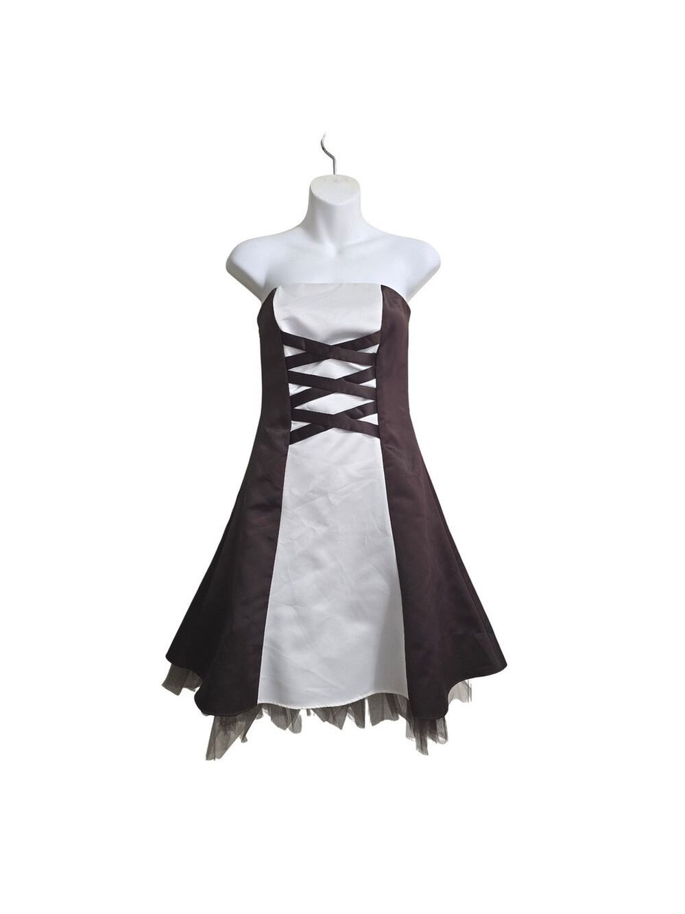 Jessica McClintock for Gunne Sax Satin Criss Cross Mini Formal Dress Sz 4